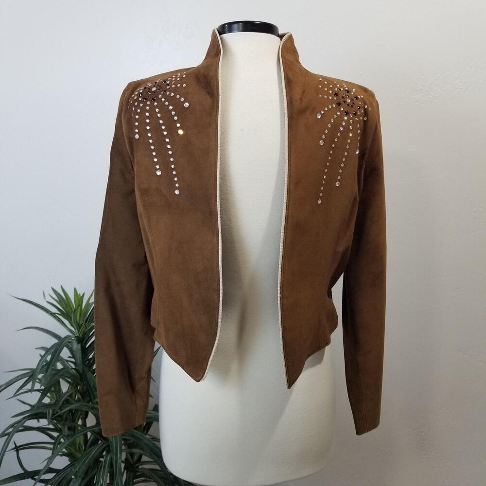 Renegade Spirit Jacket Womens Medium Brown Suede Rhinestone Western Made USA